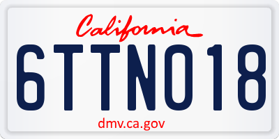 CA license plate 6TTN018