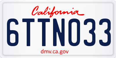 CA license plate 6TTN033