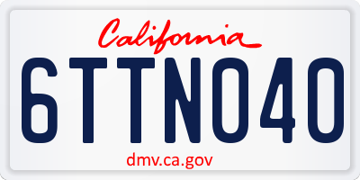 CA license plate 6TTN040