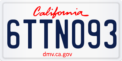 CA license plate 6TTN093