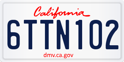 CA license plate 6TTN102