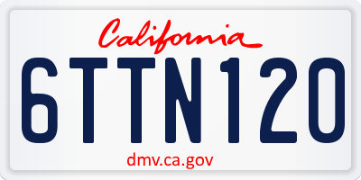 CA license plate 6TTN120