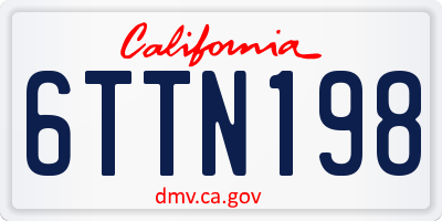 CA license plate 6TTN198