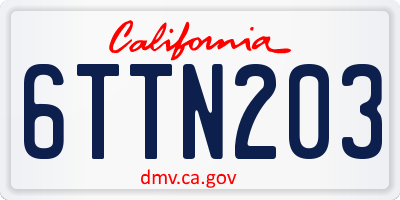 CA license plate 6TTN203