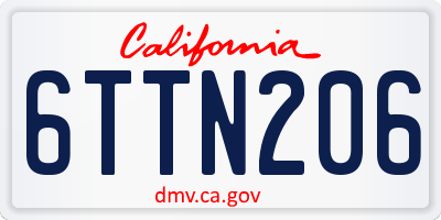 CA license plate 6TTN206