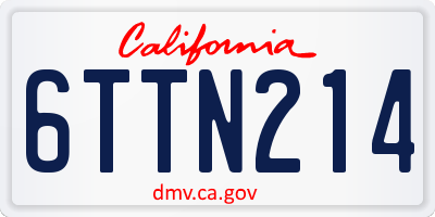 CA license plate 6TTN214