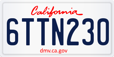CA license plate 6TTN230