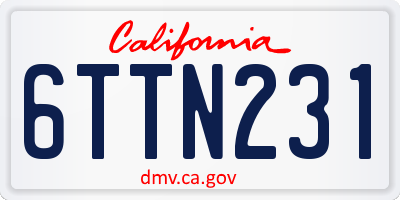 CA license plate 6TTN231