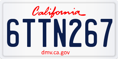 CA license plate 6TTN267