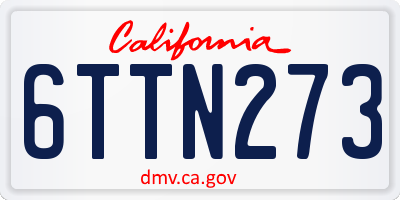 CA license plate 6TTN273