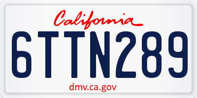 CA license plate 6TTN289
