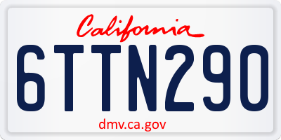 CA license plate 6TTN290