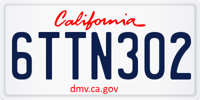 CA license plate 6TTN302