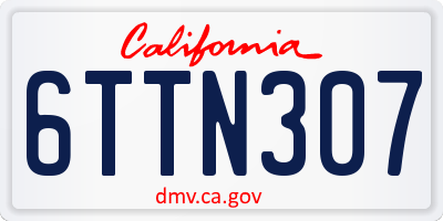 CA license plate 6TTN307
