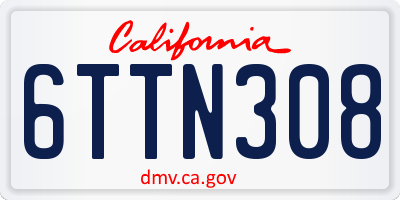 CA license plate 6TTN308