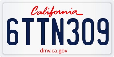 CA license plate 6TTN309