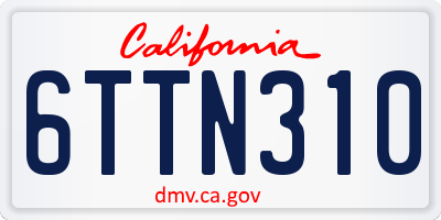 CA license plate 6TTN310
