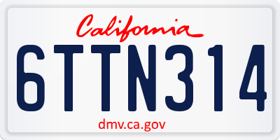 CA license plate 6TTN314