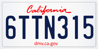 CA license plate 6TTN315