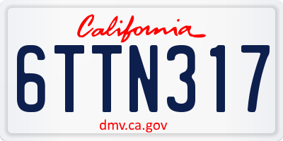 CA license plate 6TTN317