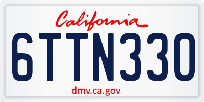 CA license plate 6TTN330