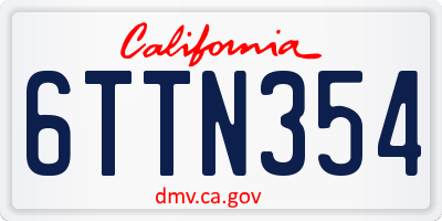 CA license plate 6TTN354