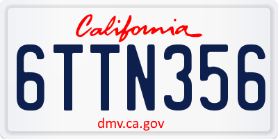 CA license plate 6TTN356