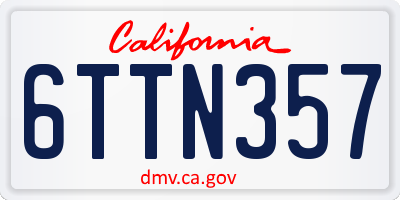 CA license plate 6TTN357