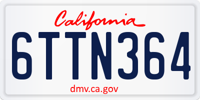 CA license plate 6TTN364