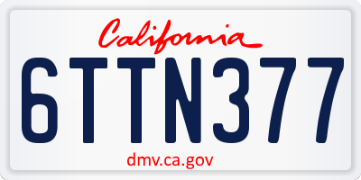 CA license plate 6TTN377