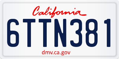 CA license plate 6TTN381