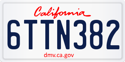 CA license plate 6TTN382