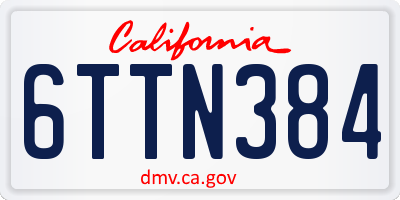 CA license plate 6TTN384