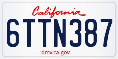 CA license plate 6TTN387