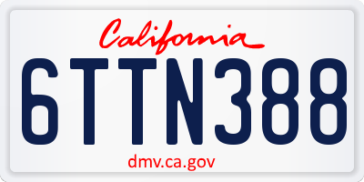 CA license plate 6TTN388
