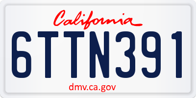 CA license plate 6TTN391