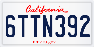 CA license plate 6TTN392