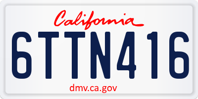 CA license plate 6TTN416