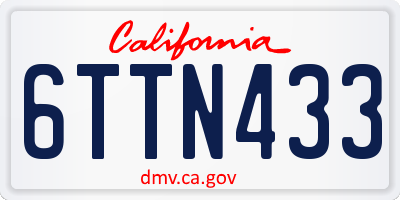 CA license plate 6TTN433