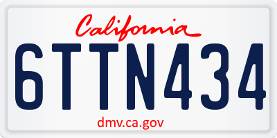 CA license plate 6TTN434