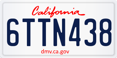 CA license plate 6TTN438