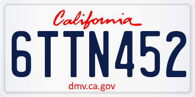CA license plate 6TTN452