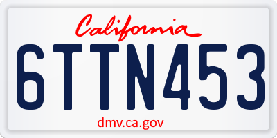 CA license plate 6TTN453