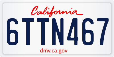 CA license plate 6TTN467