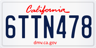 CA license plate 6TTN478