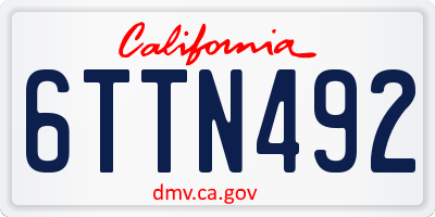 CA license plate 6TTN492