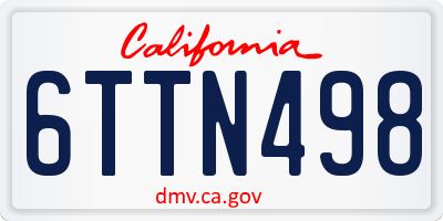 CA license plate 6TTN498
