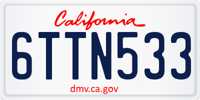 CA license plate 6TTN533