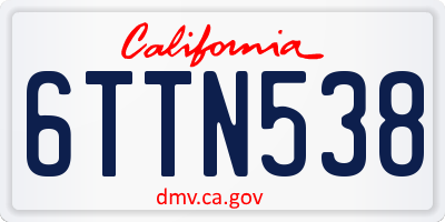 CA license plate 6TTN538