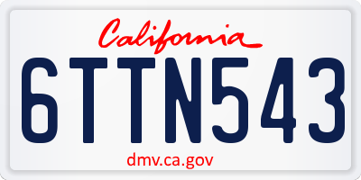 CA license plate 6TTN543